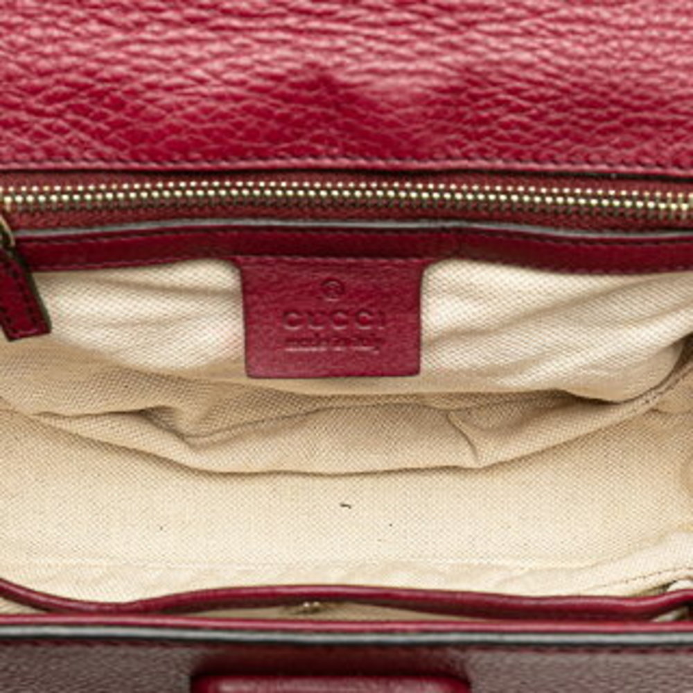 Gucci Bamboo Shoulder Bag Red Bordeaux Leather - Picture 6 of 8